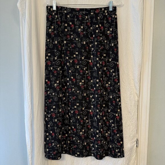 Sag Harbor Maxi Skirt Fairy Whimsigoth Black Red Floral 90s Y2K Petite Medium - Picture 1 of 16